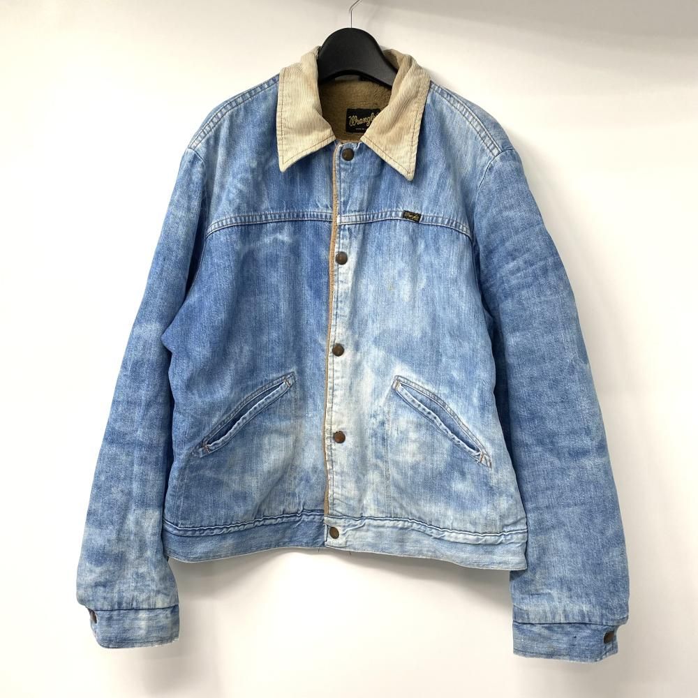 【中古】70s Wrangler デニムボアジャケット サイズ表記なし 襟コーデュロイ インディゴ USA製 ラングラー[17][240017737104] 中古】70s Wrangler デニムボアジャケット サイズ表記なし 襟