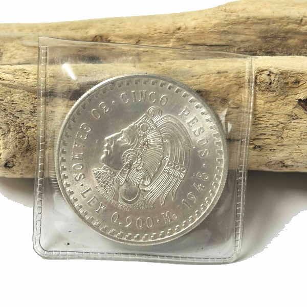 coin-62 メキシコ 5ペソ銀貨 1948年 クアウテモック王 コイン 【銀90