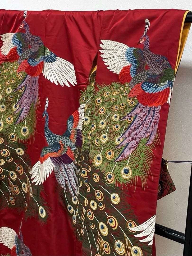 打掛 豪華 唐織 刺繍 孔雀 色打掛 婚礼用 花嫁 身丈186 cm MO 3179