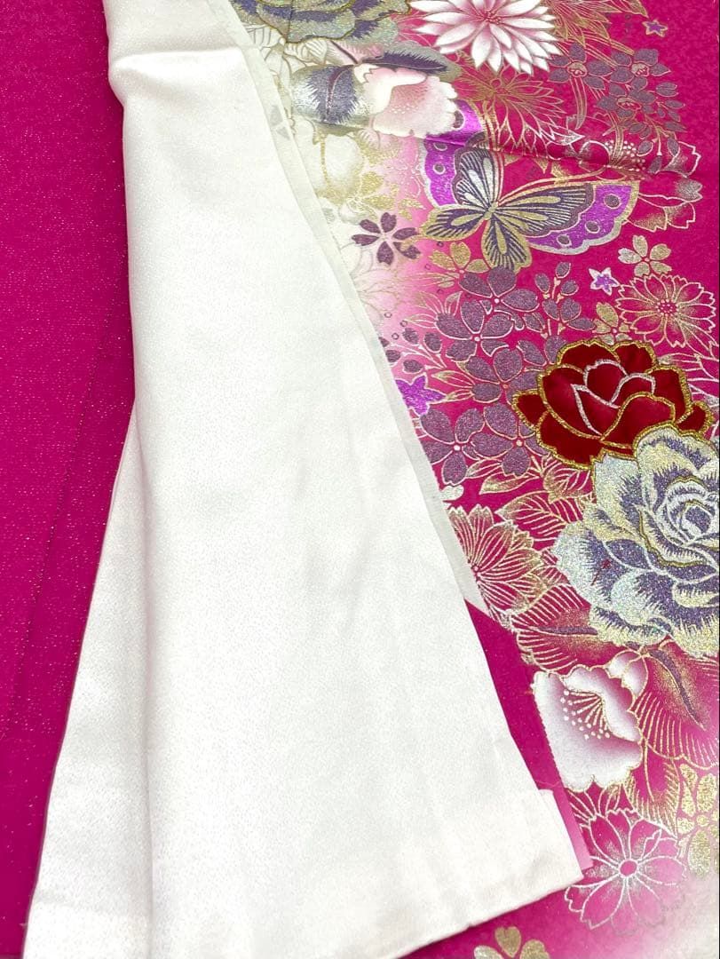 振袖 仮絵羽 ラメ刺繍 ベロア 金彩 正絹 未仕立て品 八掛付き FU026