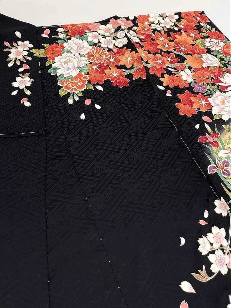 振袖 仮絵羽 京友禅 刺繍 金彩 紋意匠 正絹 未仕立て品 八掛付き FU021