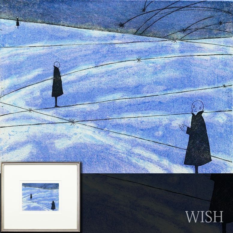 真作】【WISH】波磨悠子「ギャラクシア」銅版画 直筆サイン 〇CWAJ現代