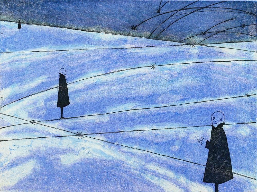 真作】【WISH】波磨悠子「ギャラクシア」銅版画 直筆サイン 〇CWAJ現代