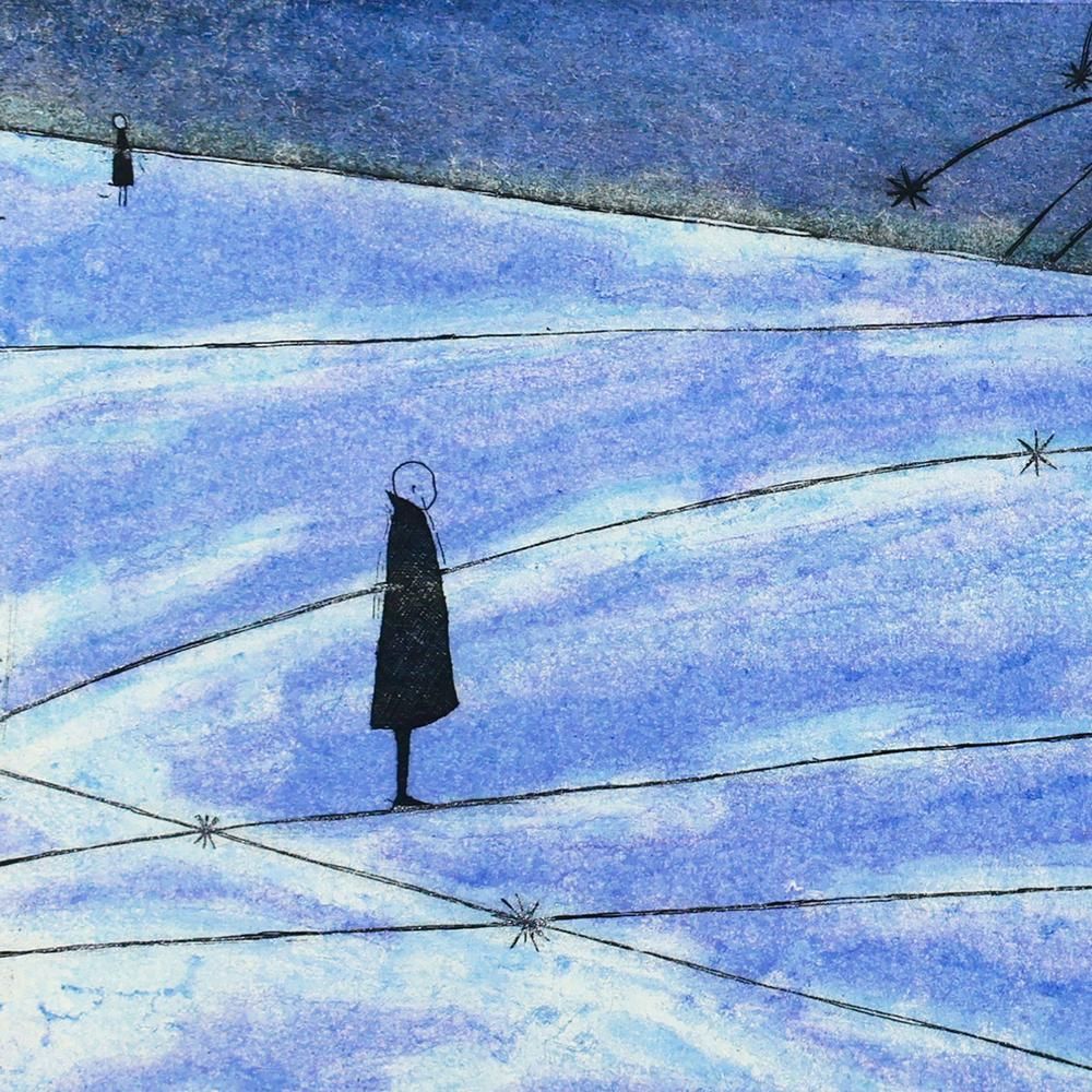 真作】【WISH】波磨悠子「ギャラクシア」銅版画 直筆サイン 〇CWAJ現代