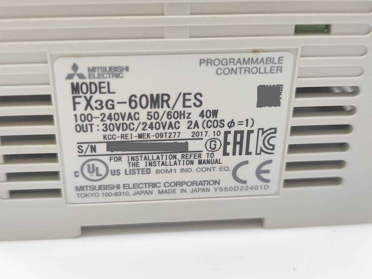 インボイス対応 箱いたみあり 2017年製 三菱 FX 3 G-60 MR ES