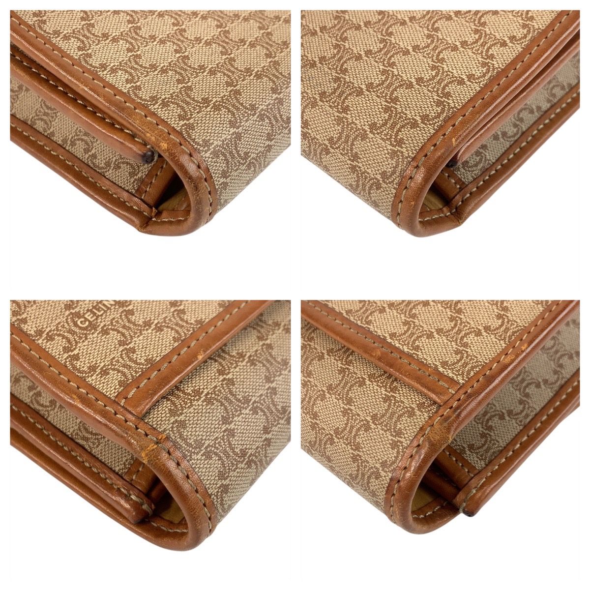  CELINE セリーヌ マカダム ブラウン ゴールド金具 PVC レザー M 08 クラッチバッグ セカンドバッグ レディース 506419 クラッチバッグ バッグ