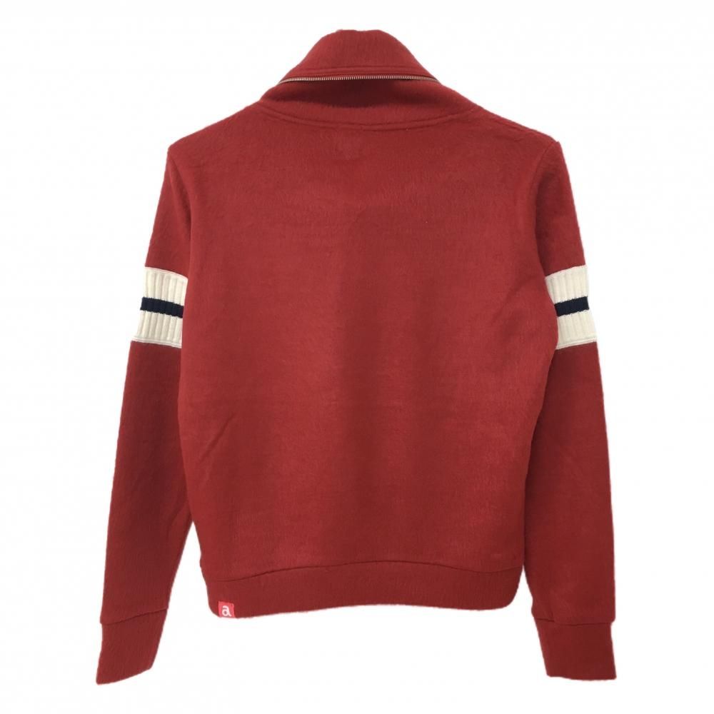 689 未使用級✨アルチビオ ゴルフ 長袖 ニット 23AW 赤 サイズ36 超美品】アルチビオ 襟付セーター レッド×白 襟ジップ アンゴラ混