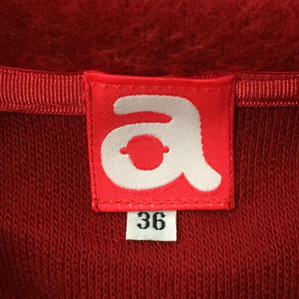 超美品】アルチビオ 襟付セーター レッド×白 襟ジップ アンゴラ混