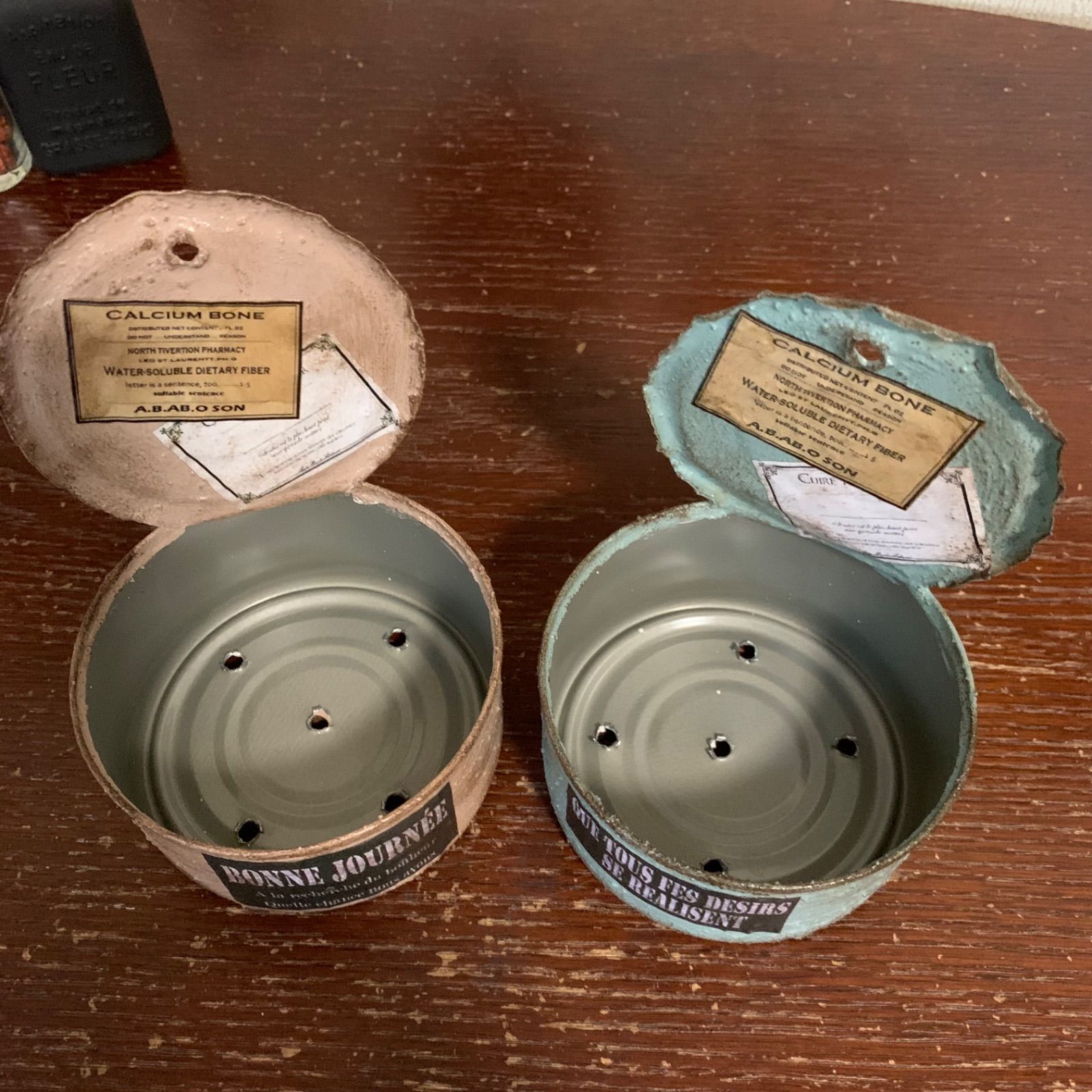 吊り下げ リメイク缶 2個セット (ミルクティーグレージュ・ピスタチオ