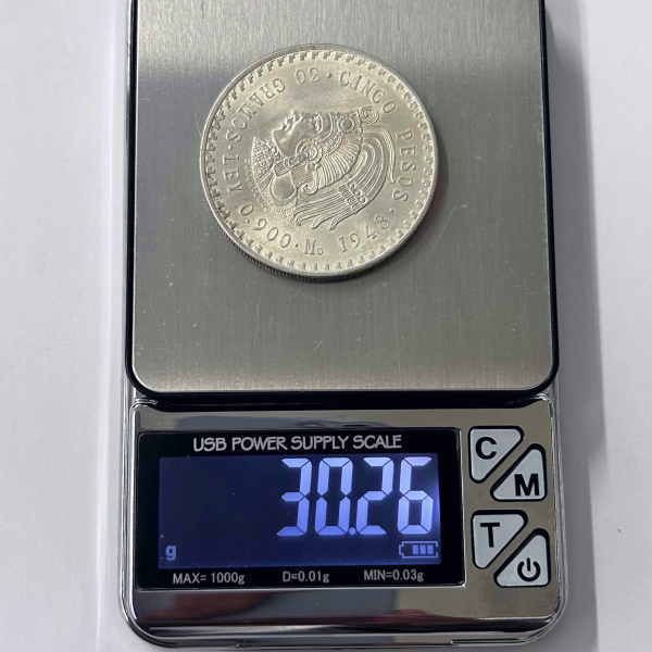 coin-65 メキシコ 5ペソ銀貨 1948年 クアウテモック王 コイン 【銀90