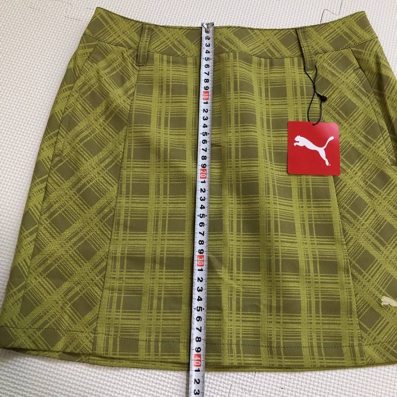PUMA（プーマ ） ゴルフウェア チェック柄ゴルフスカート 黄緑 M