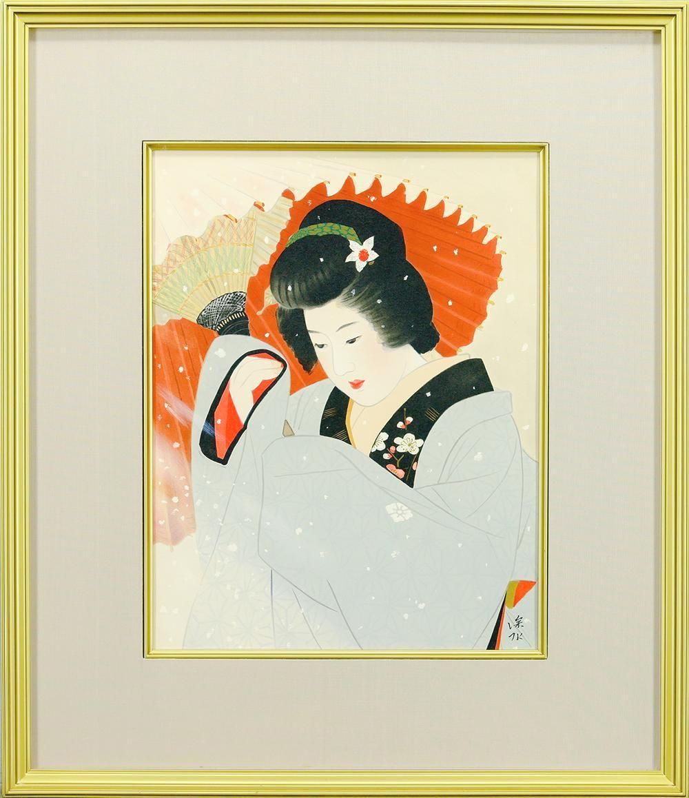 伊東深水 350部限定 彩色版画 リトグラフ 真作 伊東深水 350部限定 彩色版画 リトグラフ 真作 伊東深水 350部限定 彩色