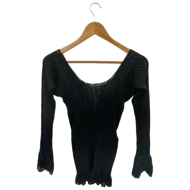 ユークロニア シルクナイロン ホールガーメント レースリブトップ レディース ブラック ONE SIZE