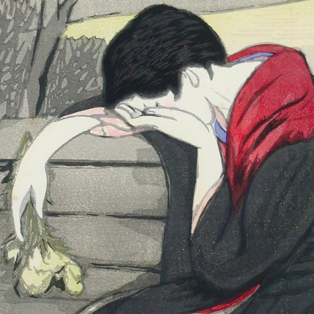 真作】【WISH】竹久夢二「宵待草」木版画 〇大正ロマン 夢二式美人画