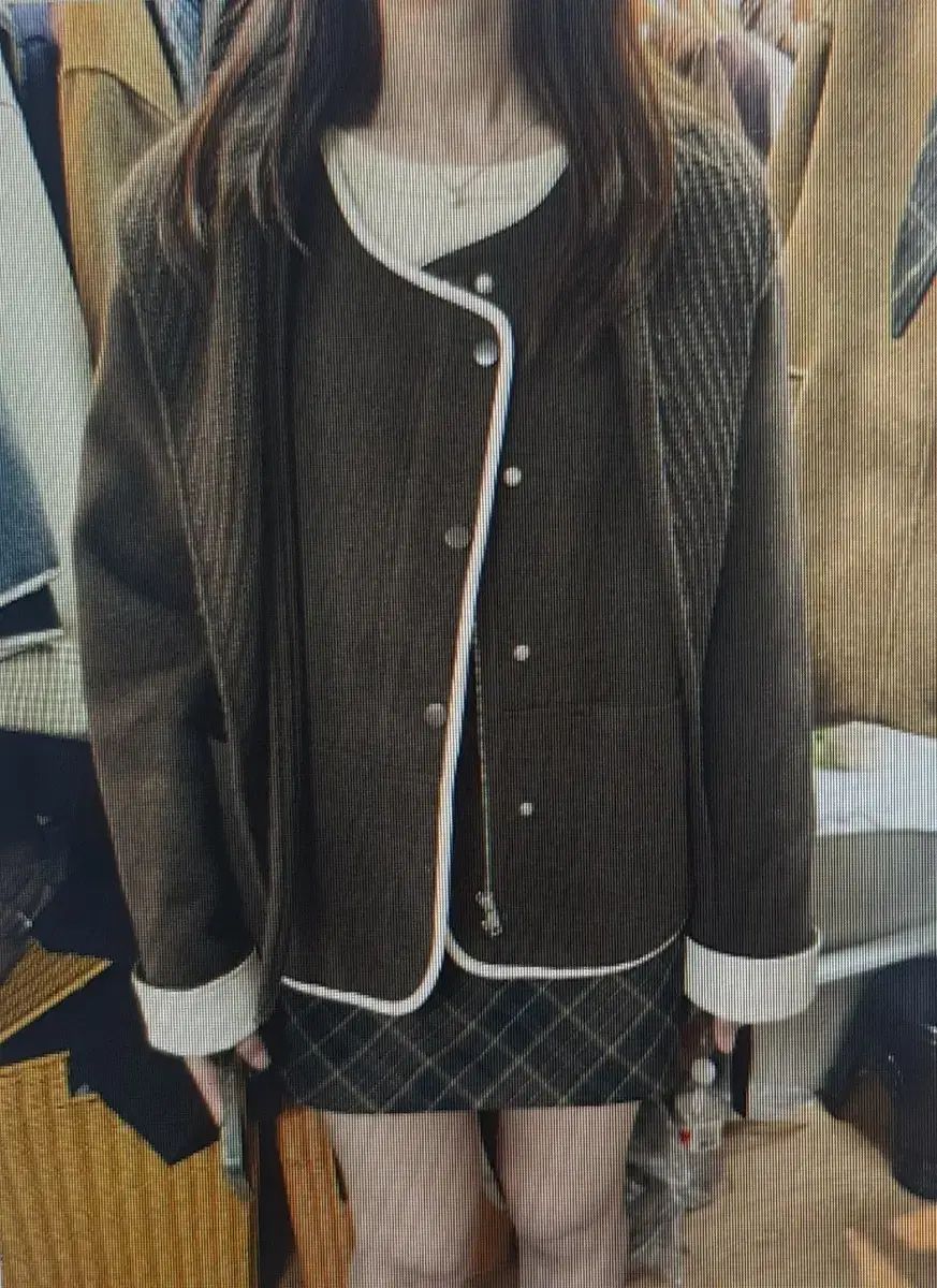 海外配送 秋 冬 エッジ ラウンドネック ジッパージャケット ニットショール セット