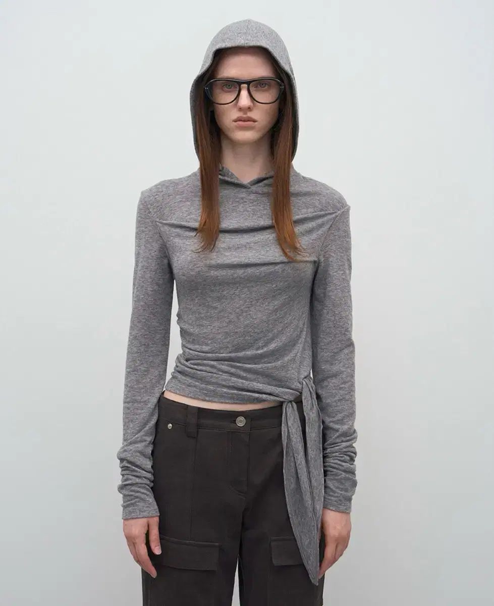 エルシーディーシーティーエム lcdc tm アシンメトリー フリル フーディー メランジュグレー