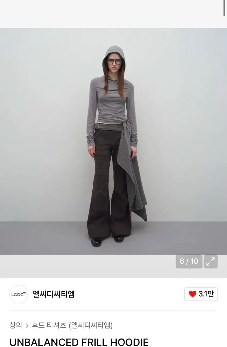 エルシーディーシーティーエム lcdc tm アシンメトリー フリル フーディー メランジュグレー