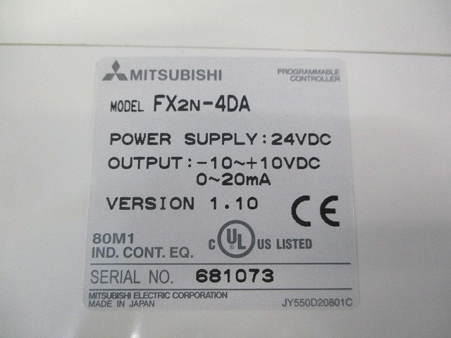 シーケンサ用アナログ出力ユニット FX 2 N-4 DA