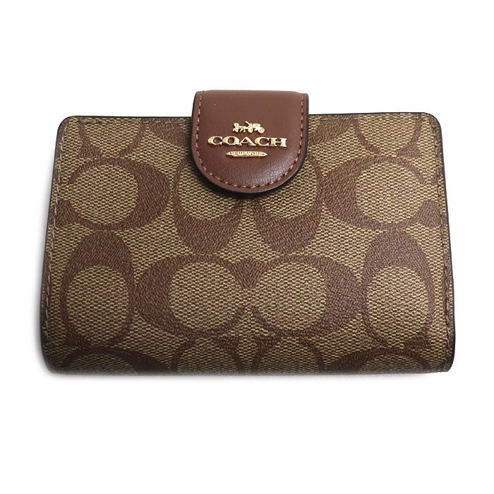 COACH コーチ コンパクトウォレット 二つ折り財布 ブラウン C 0082 IME 74 アウトレット レディース 買取品