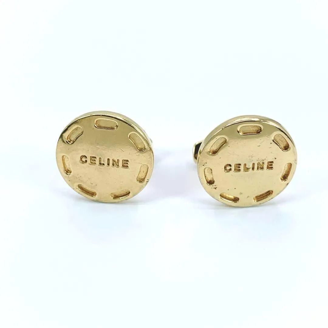 【希少】【セリーヌ】CELINE カフス スターボール ロゴ ゴールドカラー CELINE セリーヌ カフリンクス カフス ゴールド カラー ロゴ メンズ