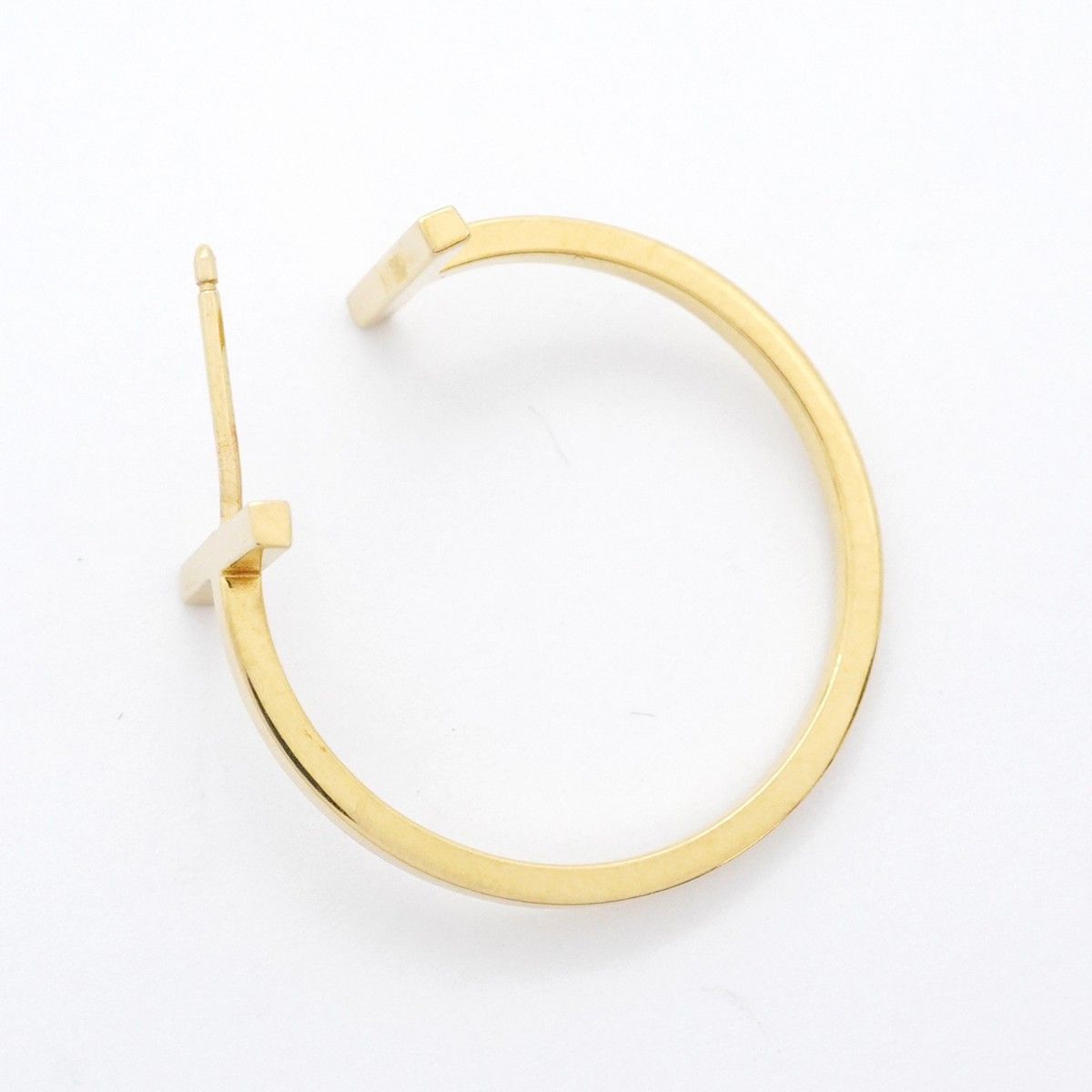 5job0400】ティファニー ピアス Tワイヤー フープ K18YG イエロー