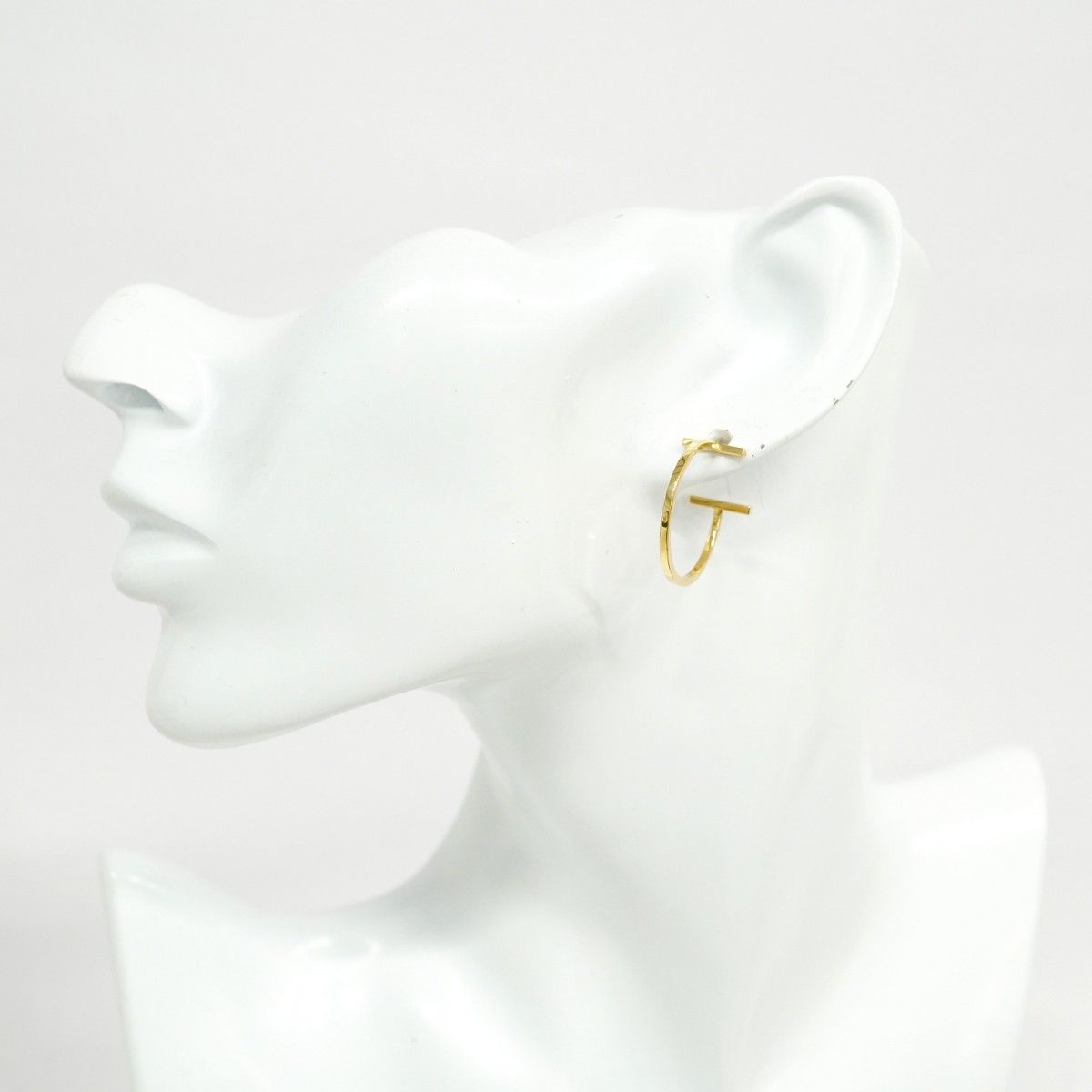 【美品】ティファニー K18YG Tワイヤー フープピアス 6255 Tワイヤー フープ ピアス ミディアム RG[60011243 34448124] T wire