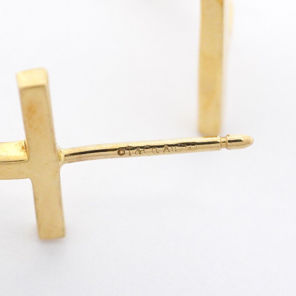 5job0400】ティファニー ピアス Tワイヤー フープ K18YG イエロー