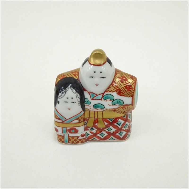 京焼 高野昭阿弥造 色絵立雛香合（共箱） 茶道具 茶道 香道 香道具