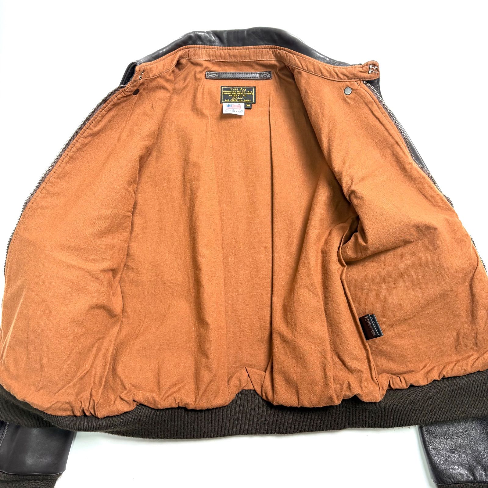 米国製】AVIREX レザージャケット 茶 38 牛革 フライトジャケット A-2