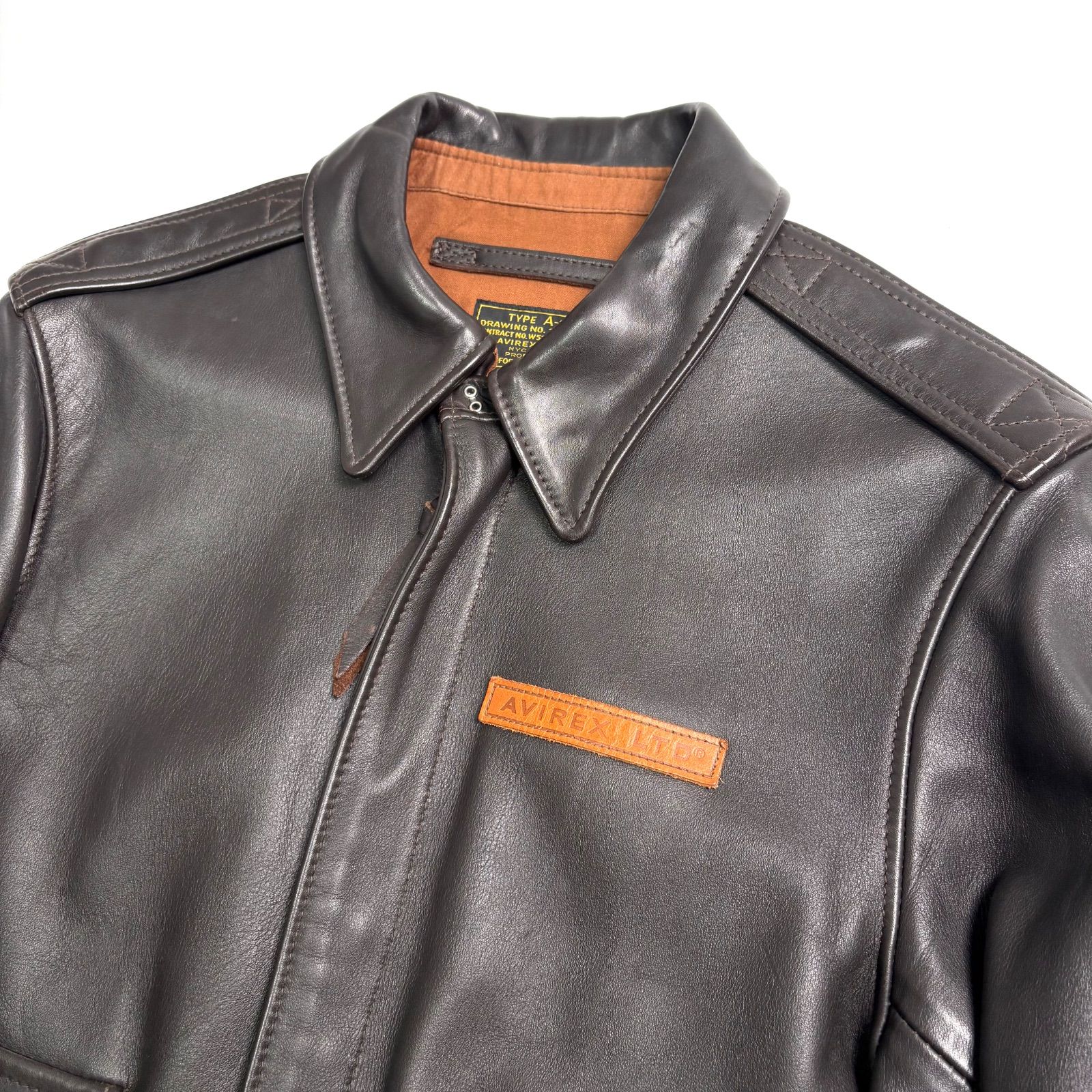 米国製】AVIREX レザージャケット 茶 38 牛革 フライトジャケット A-2