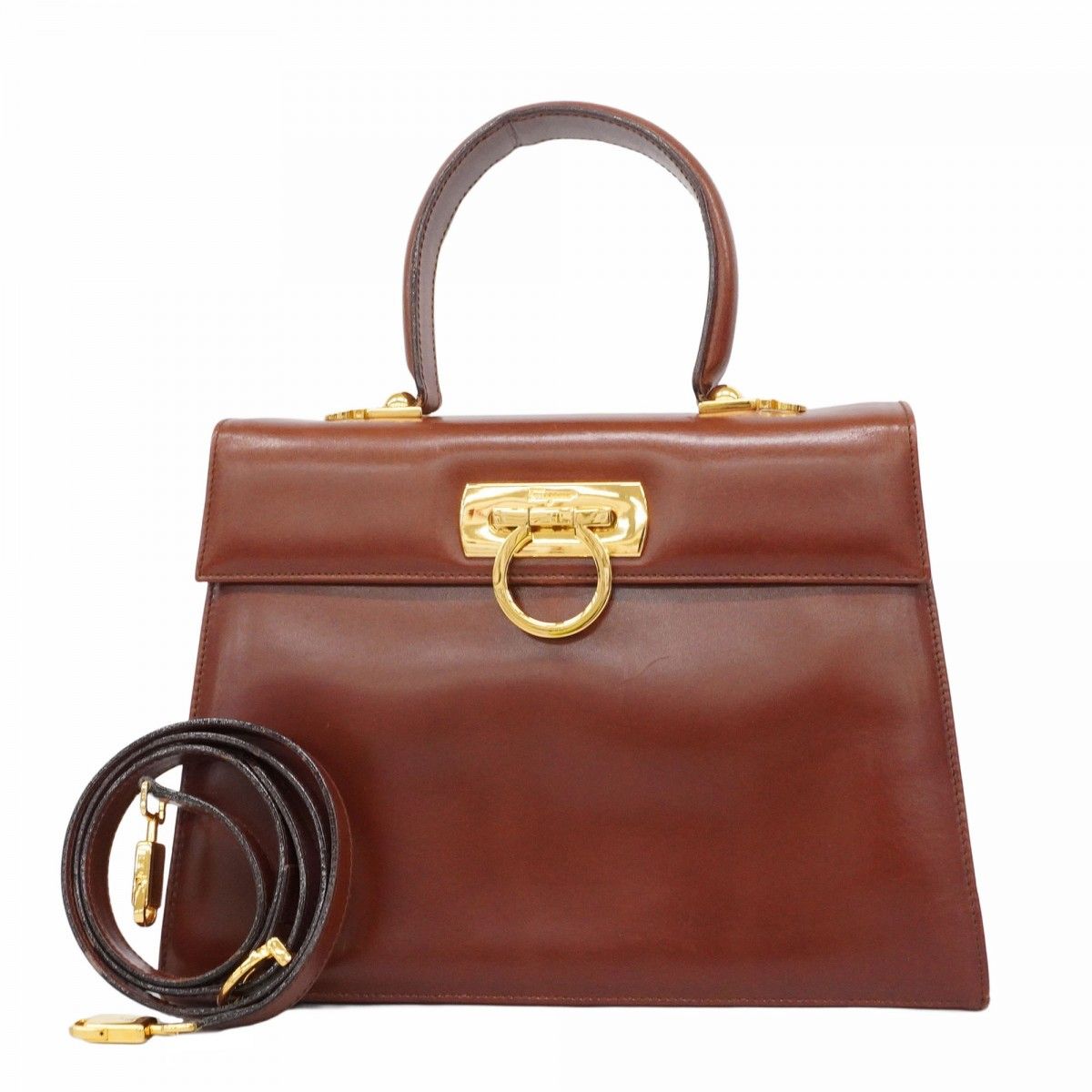 5oe4888】サルヴァトーレフェラガモ ハンドバッグ ガンチーニ レザー