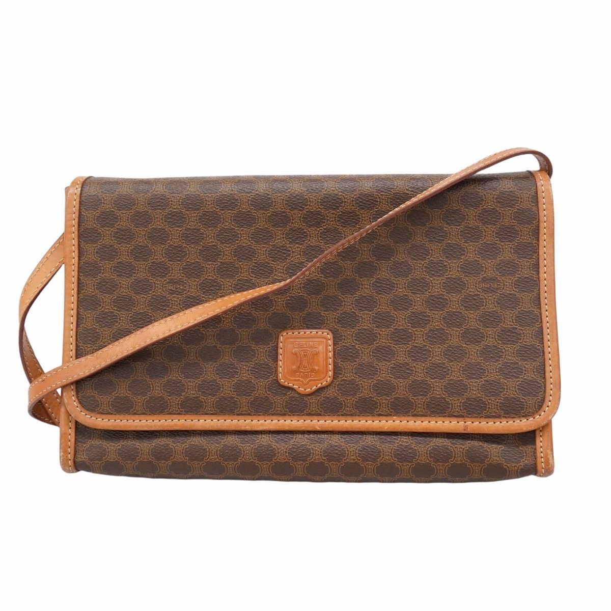 5oe4896】セリーヌ 割引 ショルダーバッグ マカダム PVC ブラウン