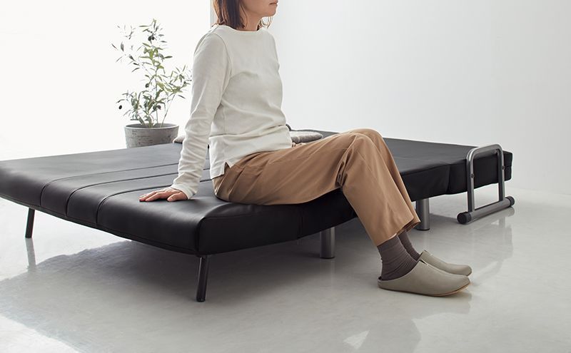 ♪3WAY ハイバック セミダブル カウチソファ 【ブラック・レザー調