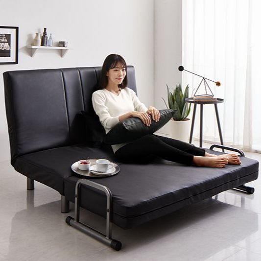 ♪3WAY ハイバック セミダブル カウチソファ 【ブラック・レザー調