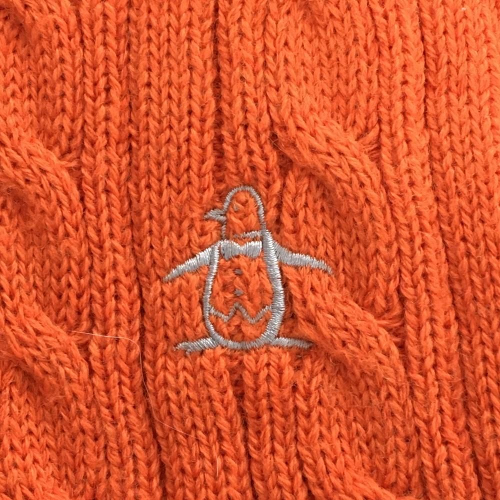 超美品】マンシングウェア 中綿ニットベスト オレンジ ケーブル編み