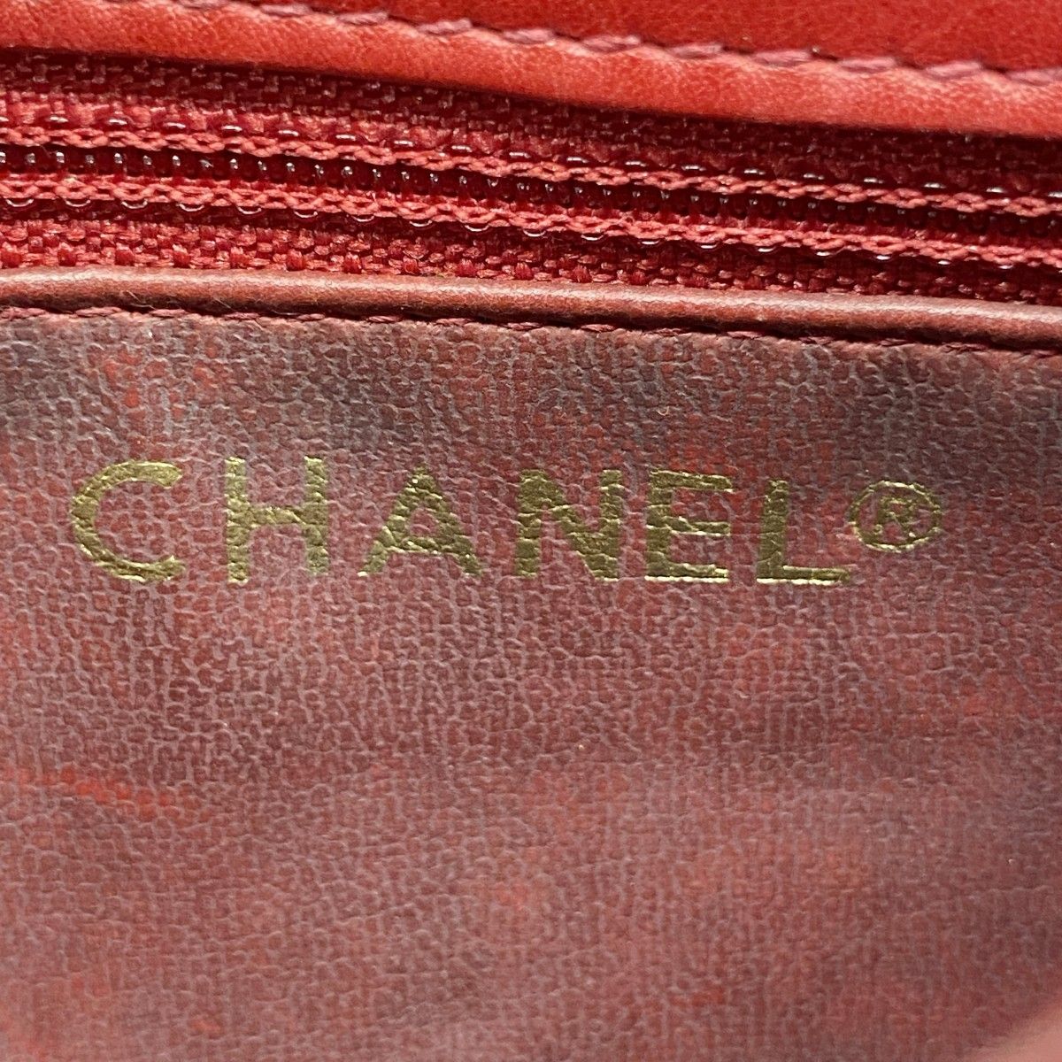 5od4803】シャネル ウエストバッグ ビコローレ ラムスキン レッド