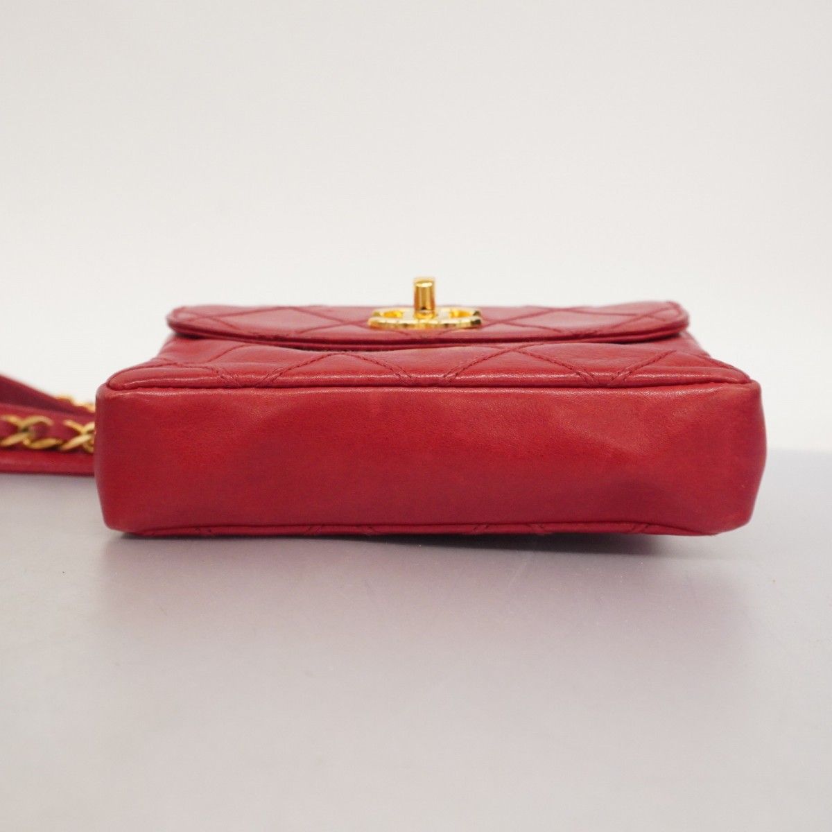 5od4803】シャネル ウエストバッグ ビコローレ ラムスキン レッド