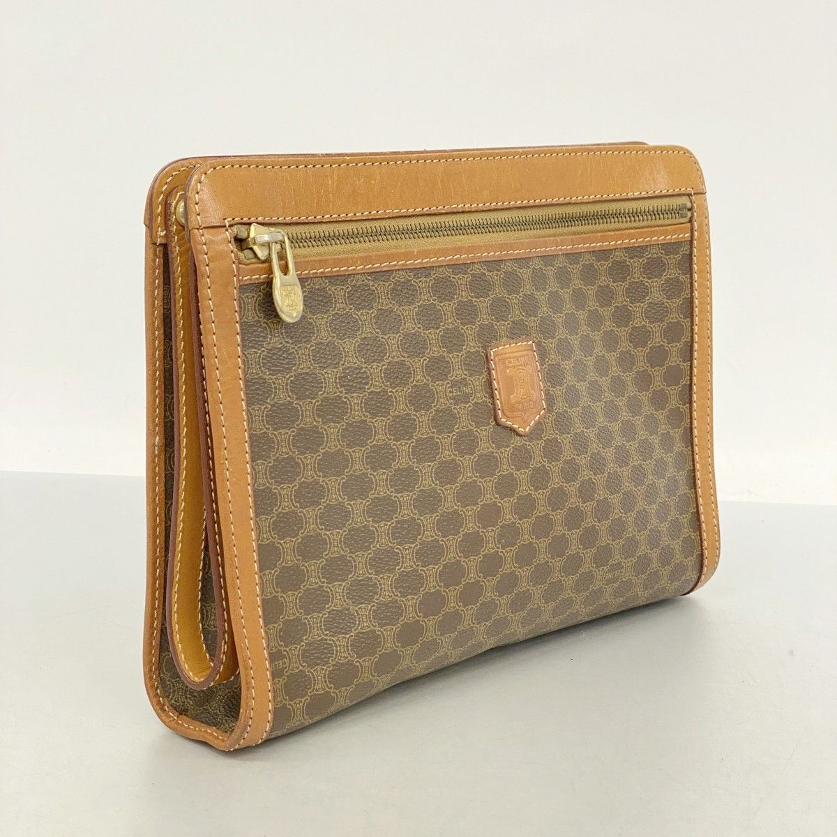 5 od 4816 セリーヌ クラッチバッグ マカダム PVC ブラウン ゴールド金具 レディース