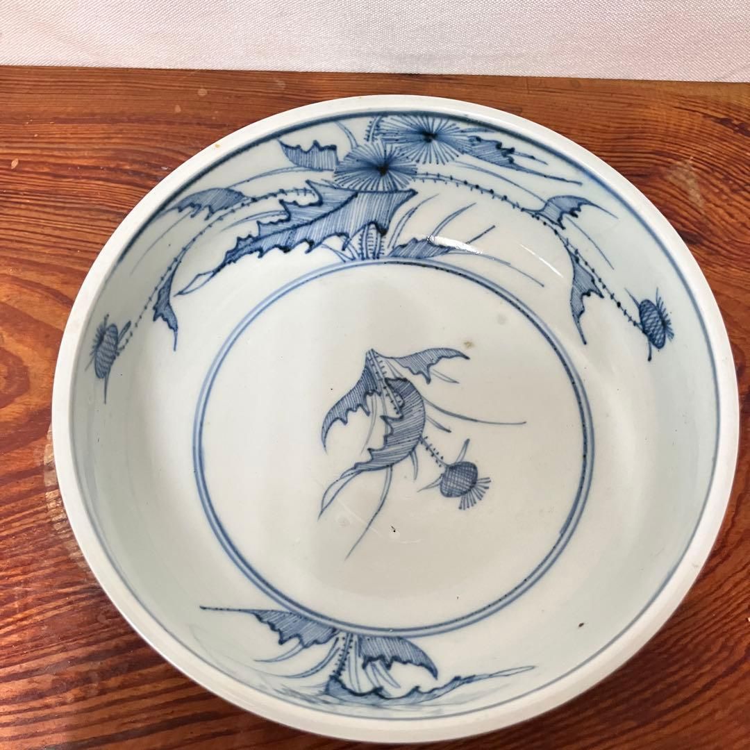 染付薊図春寒鉢 直径15.5cm 江戸後期〜幕末 蛇目高台 骨董 雑貨屋えこ