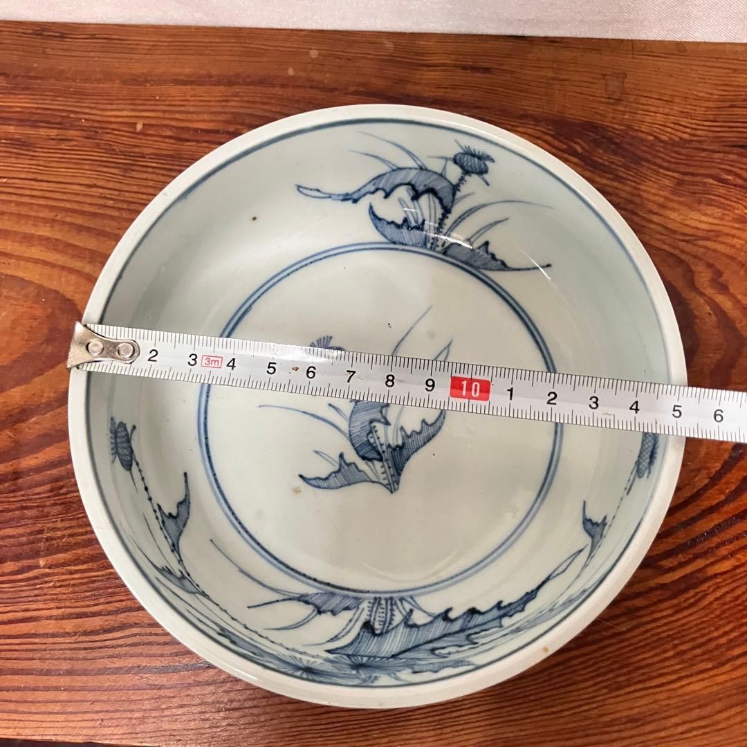 染付薊図春寒鉢 直径15.5cm 江戸後期〜幕末 蛇目高台 骨董 雑貨屋えこ