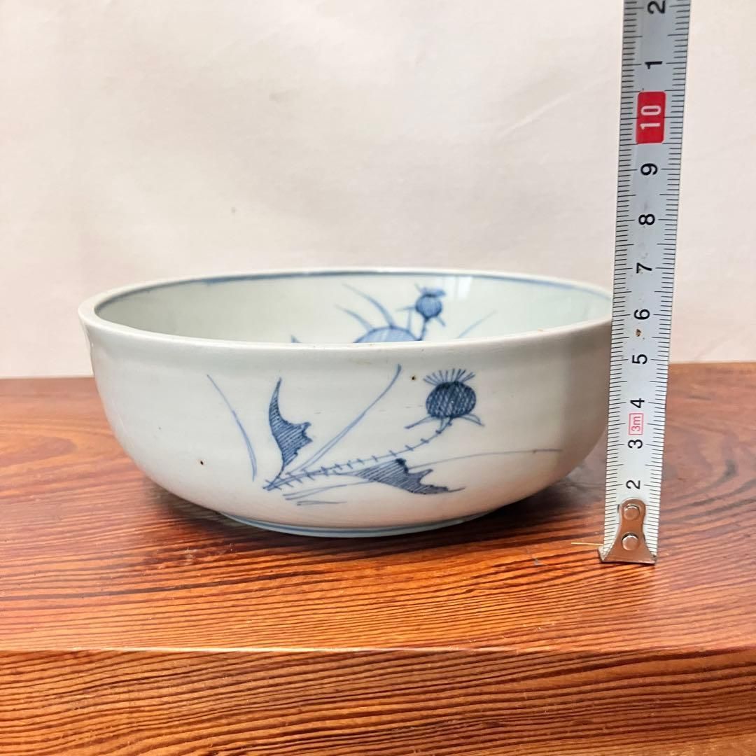 染付薊図春寒鉢 直径15.5cm 江戸後期〜幕末 蛇目高台 骨董 雑貨屋えこ