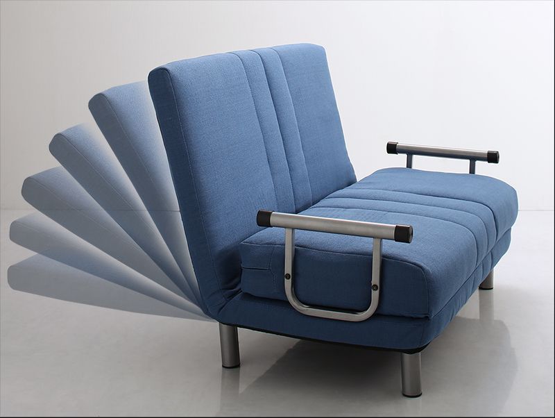 ♪3WAY ハイバック セミダブル カウチソファ 【ネイビー・ファブリック