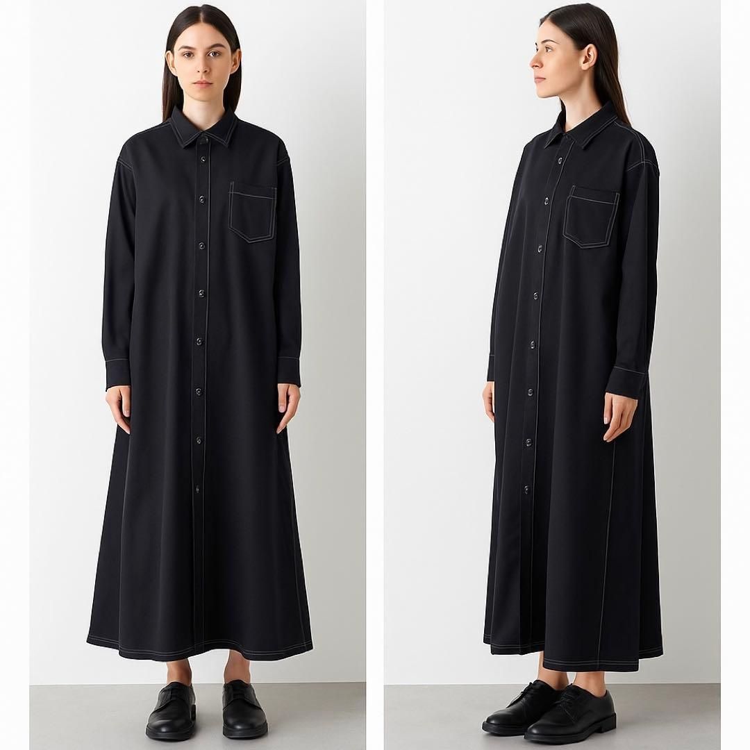 ワンピース Y's Long Dress wool Gabardine Black 3 Y's Long Dress wool Gabardine Black 3 - メルカリ