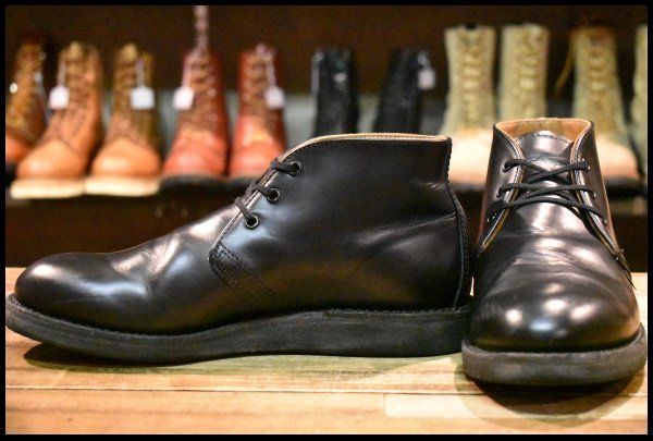 7D 美品 13年】レッドウィング 9196 ポストマン チャッカ 黒 ブラック