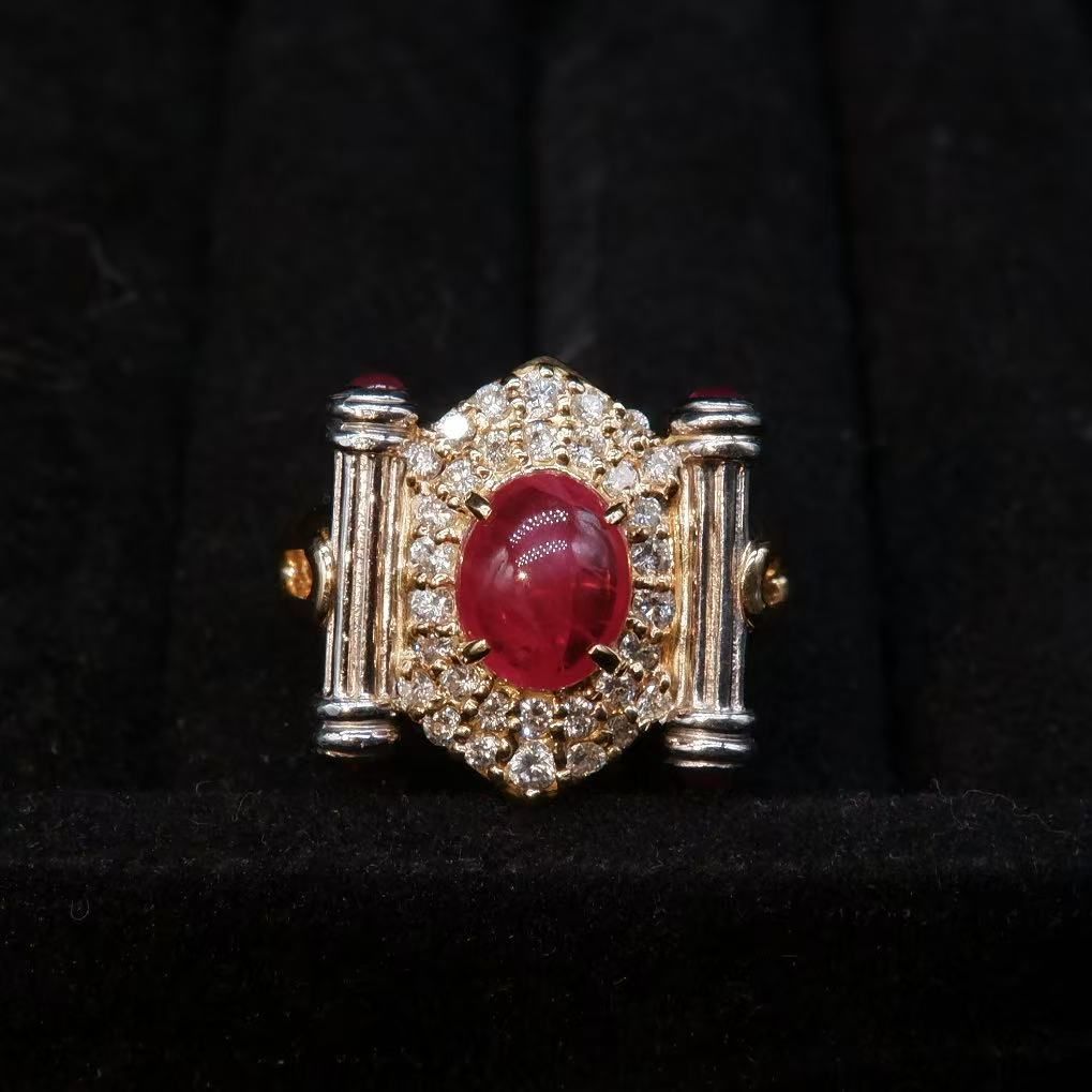 ルビー1.99 ct 0.33 ダイヤモンド0.52 リング 9号 K 18 PT 900 -X 9358