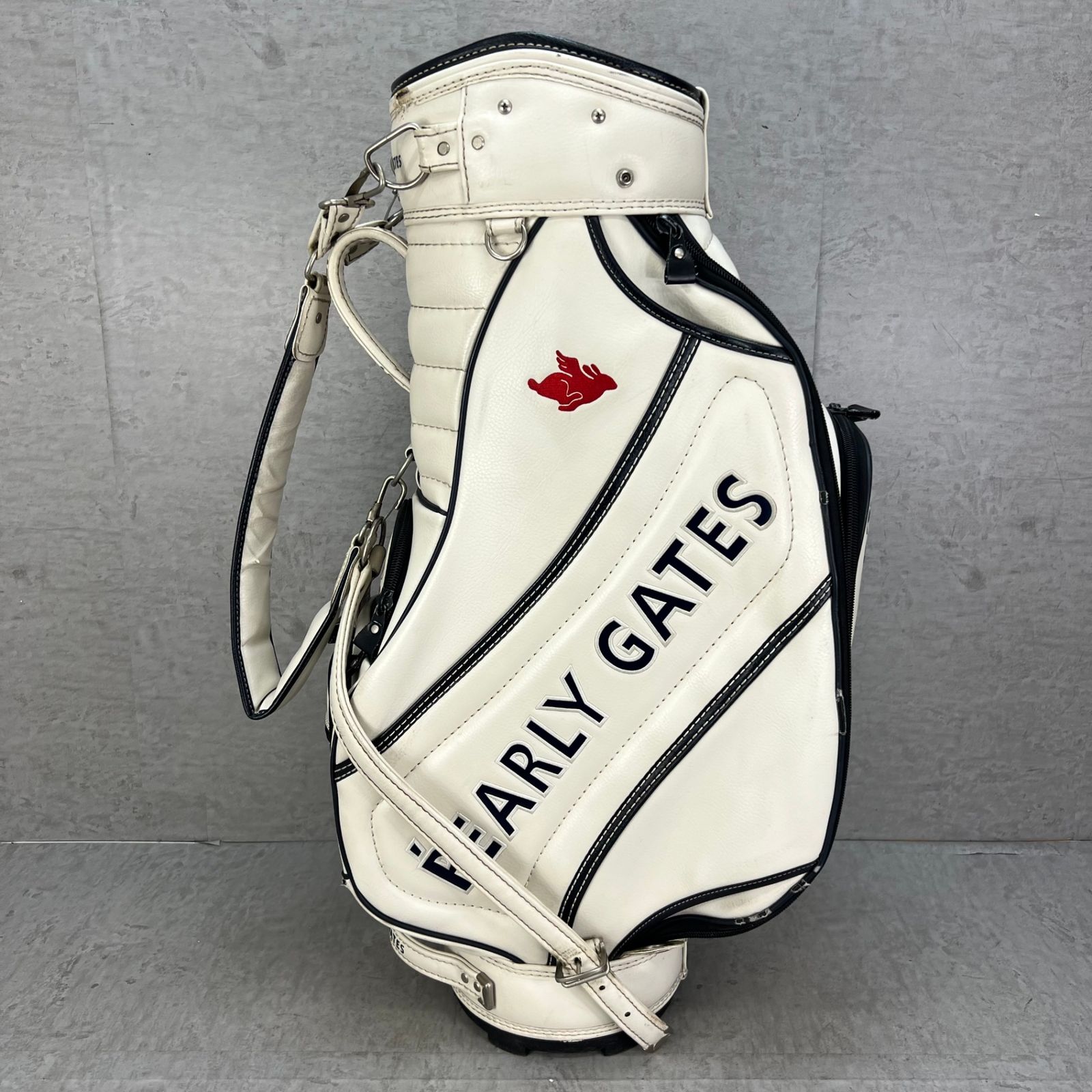 パーリーゲイツ ゴルフ用キャディバッグ カート式 レザー ホワイト 白