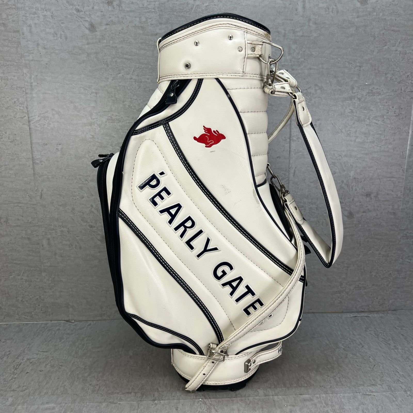パーリーゲイツ ゴルフ用キャディバッグ カート式 レザー ホワイト 白
