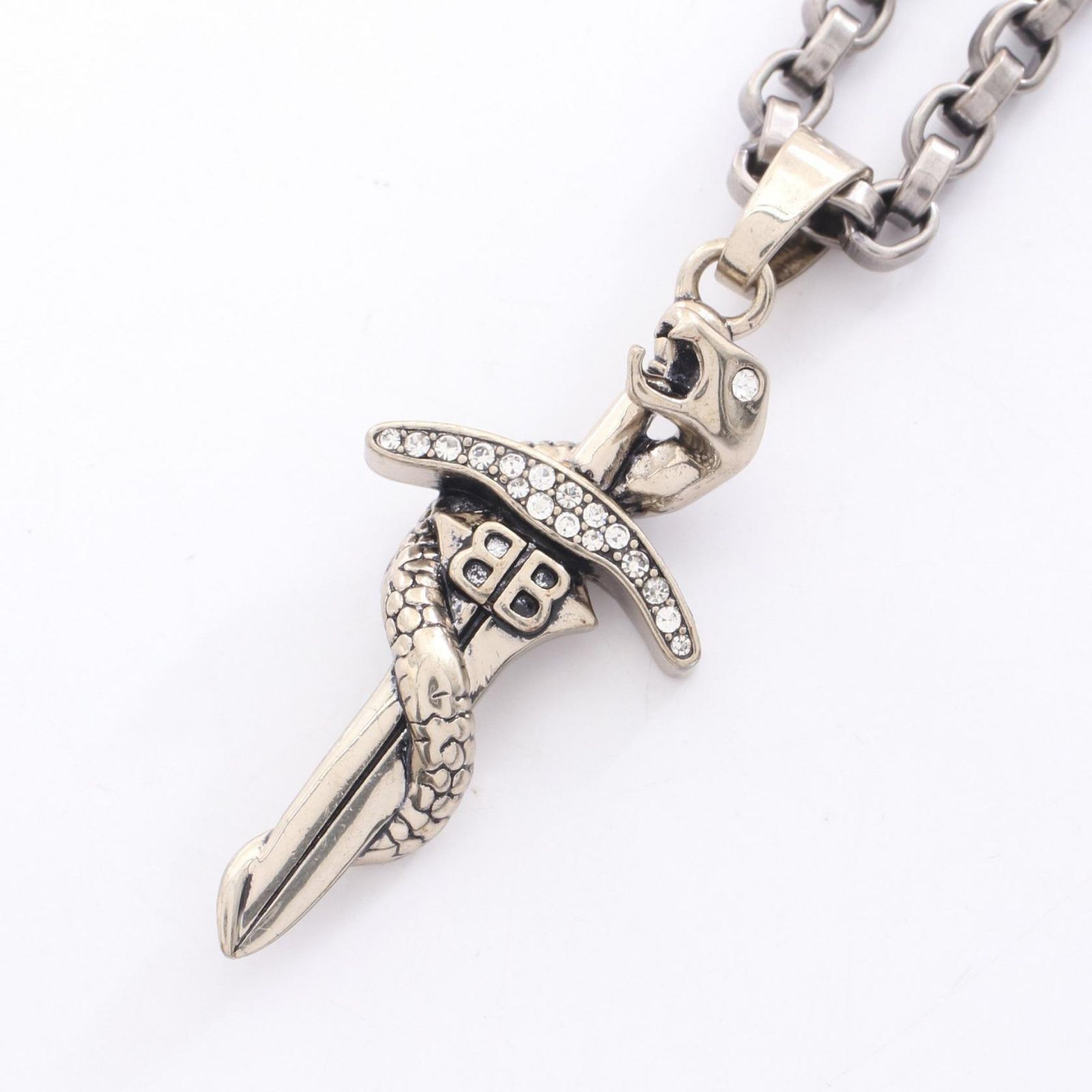 バレンシアガ BALENCIAGA ネックレス Goth Snake アンティークシルバー