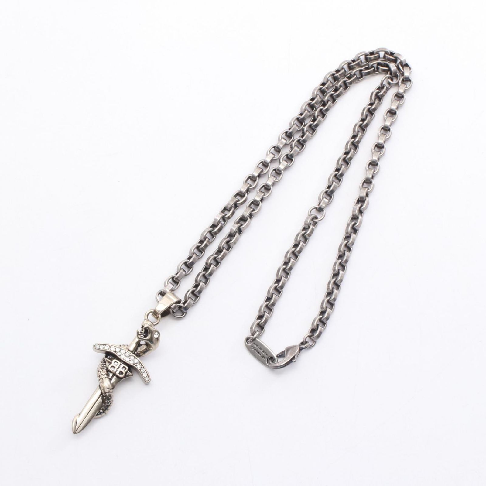 バレンシアガ BALENCIAGA ネックレス Goth Snake アンティークシルバー
