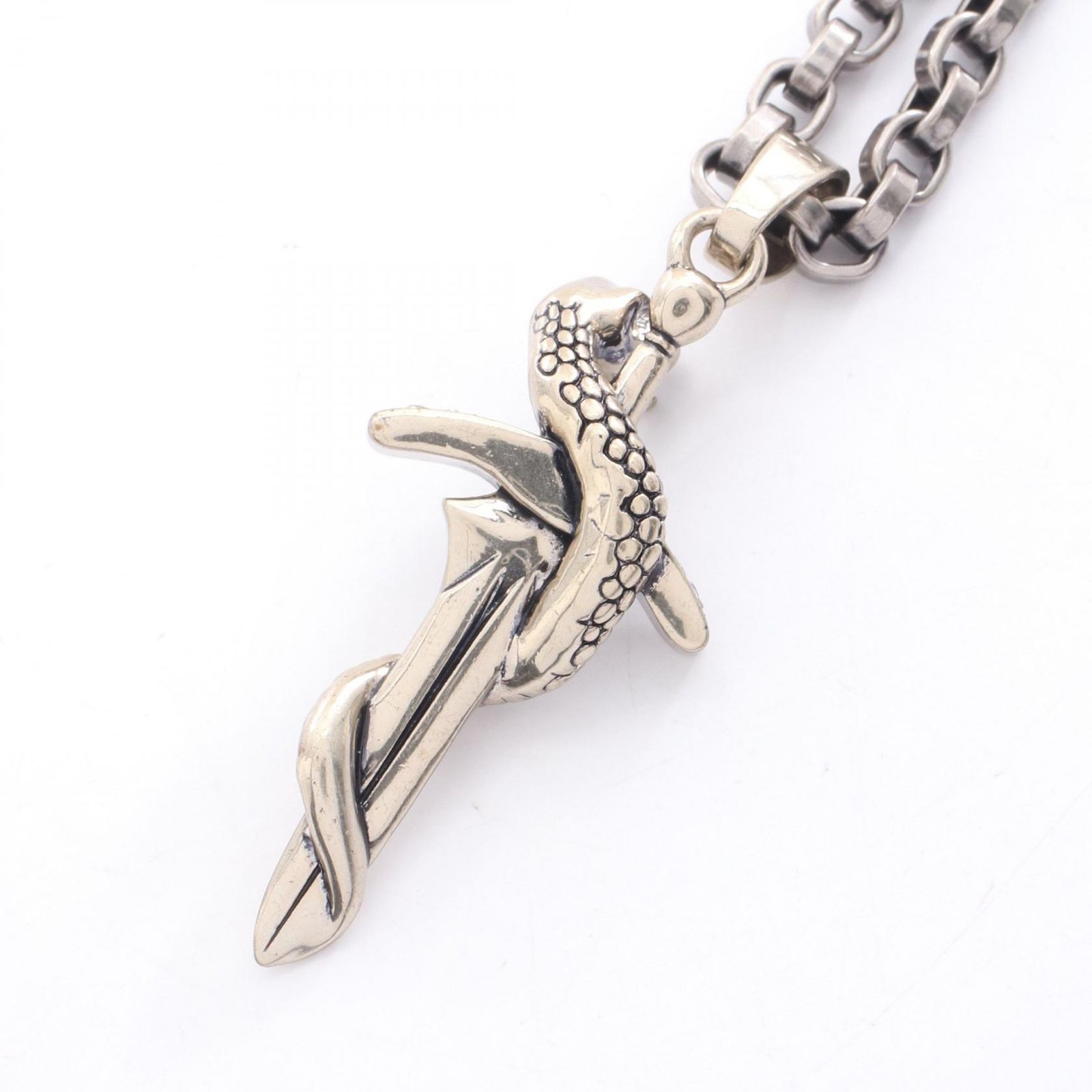 バレンシアガ BALENCIAGA ネックレス Goth Snake アンティークシルバー